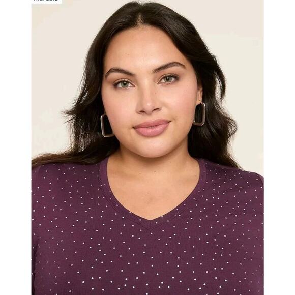 Lane Bryant Swing Collection Flowy Long Sleeve Knit Top Purple Dot 18/20 - Picture 4 of 10